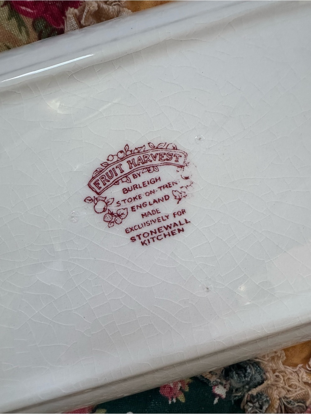 Ceramic Fruit-Pattern Rectangular Serve Platter — Red - Picture 6 of 6